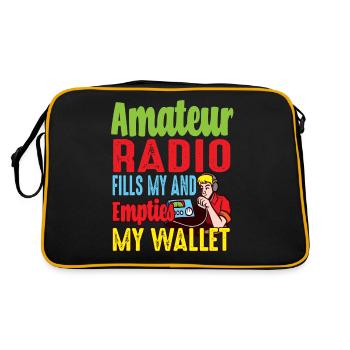 Amateur Empties My Wallet Ham Radio - Retro Bag - black/gold - Back