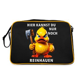 HIER KANNST DU NUR NOCH REINHAUEN - Retro Tasche - Schwarz/Gold - Hinten