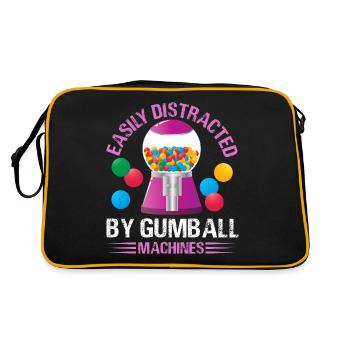 Easily Distracted By Gumball Machines Bubblegum - Retro Tasche - Schwarz/Gold - Hinten