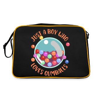 Just A Boy Who Loves Gumballs Chewing Bubblegum - Retro Tasche - Schwarz/Gold - Hinten