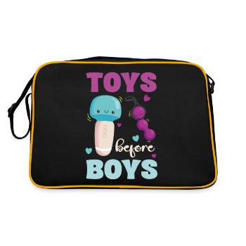 Toys Before Boys Funny Saying - Retro Bag - black/gold - Back