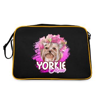 Funny Yorkie Mom - Retro Bag - black/gold - Back