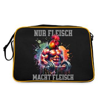 Only Meat Makes Meat Rooster Gym Saying - Retro Bag - black/gold - Back