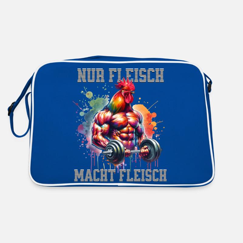 Nur Fleisch macht Fleisch Hahn Gym Spruch Retro Tasche