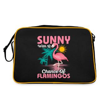 Sunny With A Chance Of Flamingos Pink Bird Cute - Retro Tasche - Schwarz/Gold - Hinten