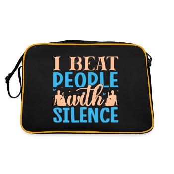Yoga Je bats les gens avec le silence Yoga drôle - Sac Retro - noir/or - Dos