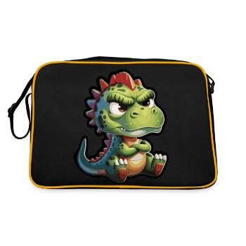 Grumpy Dino – Motif de dessin animé amusant - Sac Retro - noir/or - Dos