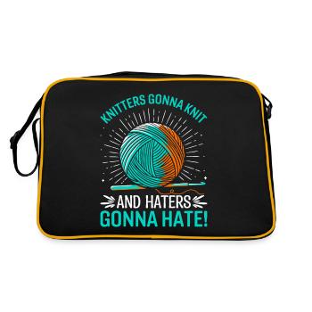 Knitters gonna knit, and haters gonna hate! - Retro Bag - black/gold - Back