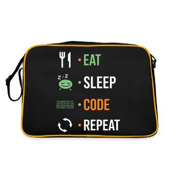 Essen, schlafen, codieren, wiederholen. - Retro Tasche - Schwarz/Gold - Hinten