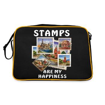 STAMPS ARE MY HAPPINESS - Retro Bag - black/gold - Back