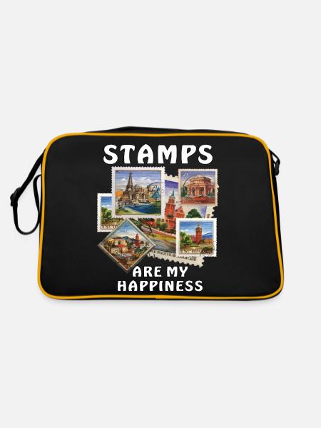 STAMPS ARE MY HAPPINESS - Retro Bag - black/gold - Back