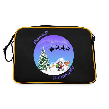 Weihnachtspost. Weihnachtselfen posten. Nordpol - Retro Tasche - Schwarz/Gold - Hinten