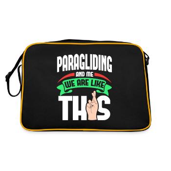 Paragliding Me Are Like - Retro Tasche - Schwarz/Gold - Hinten