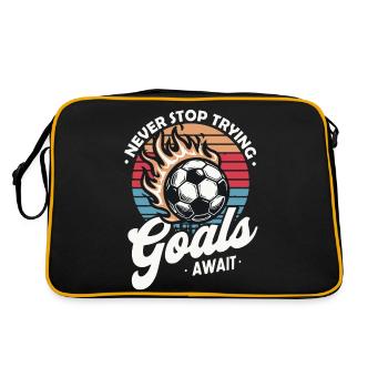 Hören Sie nie auf, Ziele zu versuchen, die auf die Motivation des Fußballs warten - Retro Tasche - Schwarz/Gold - Hinten