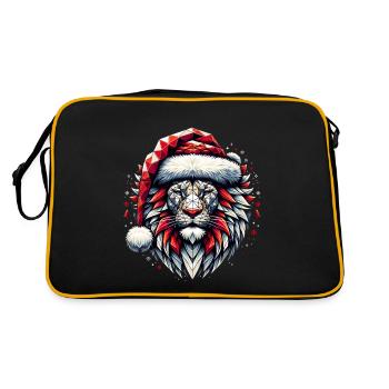 Art Polygonal - Tête de Lion Lion avec Chapeau de Père Noël - Sac Retro - noir/or - Dos