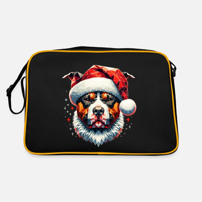 Polygon Design - Chien Pitbull avec chapeau de Père Noël Sac Retro
