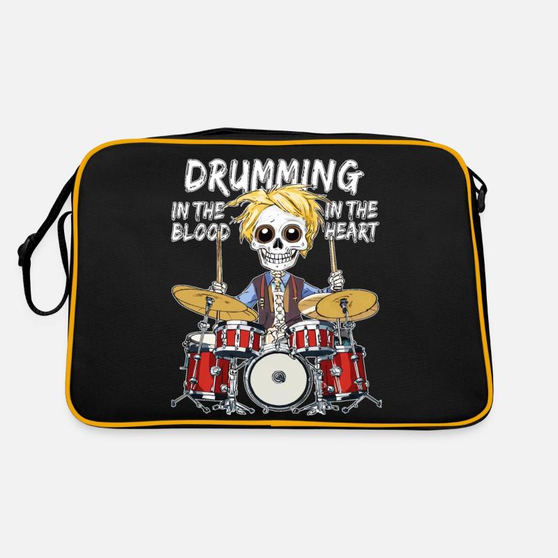 DRUMMING IN THE HEART - Retro Tasche - Schwarz/Gold