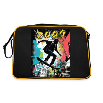 2009 SKAETER Born in the best year - Retro Tasche - Schwarz/Gold - Hinten