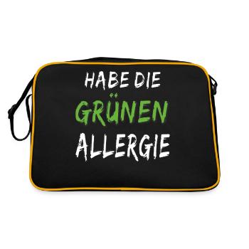 GRÜN HABE DIE GRÜNEN ALLERGIE - Retro Tasche - Schwarz/Gold - Hinten