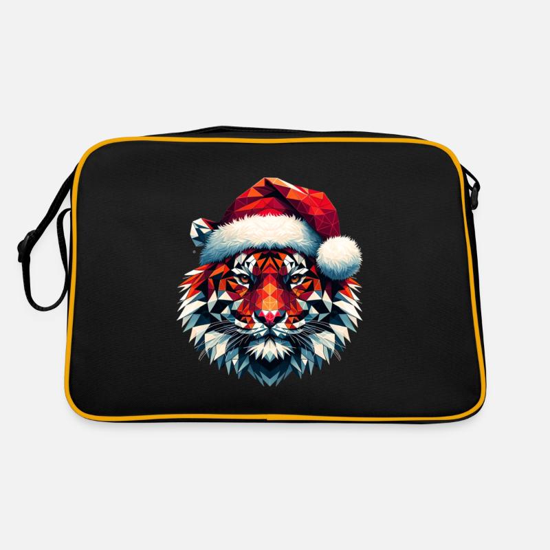 Polygon Art Tiger Santa Hat Original Retro Bag