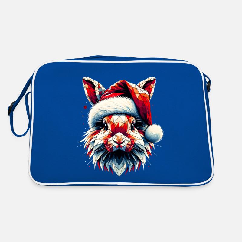 Polygon Art Bunny Santa Hat Original Retro Bag