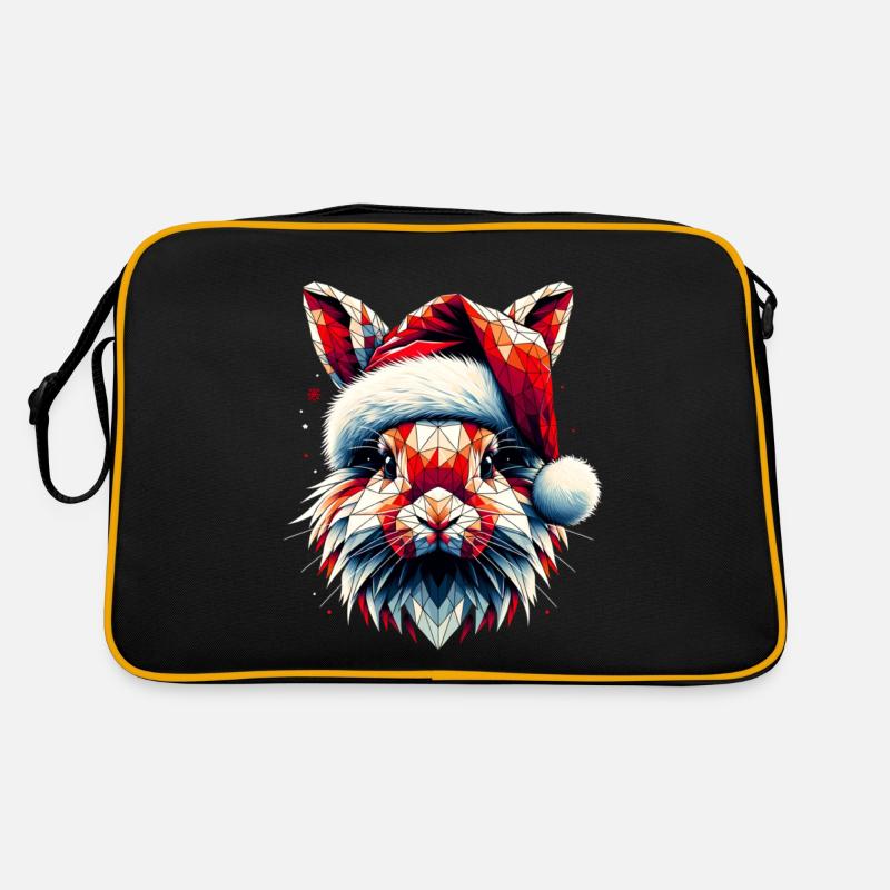 Polygon Art Bunny Santa Hat Original Retro Bag