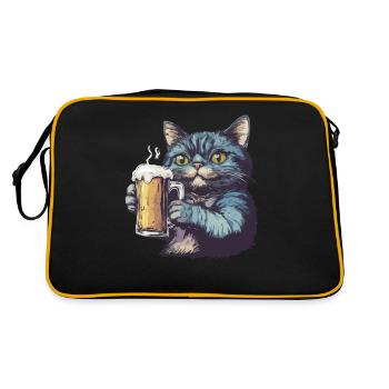 Chat amateur de bière soirée illustration - Sac Retro - noir/or - Dos