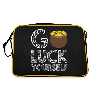 Happy St. Patrick's Day Kleeblätter - Retro Tasche - Schwarz/Gold - Hinten