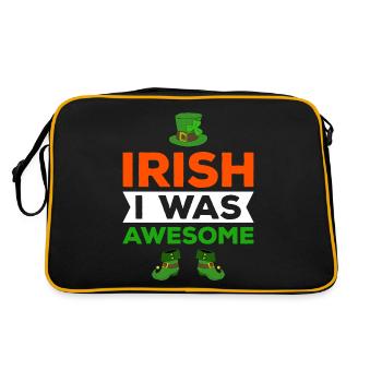 Happy St. Patrick's Day Kleeblätter - Retro Tasche - Schwarz/Gold - Hinten