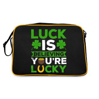 Happy St. Patrick's Day Kleeblätter - Retro Tasche - Schwarz/Gold - Hinten