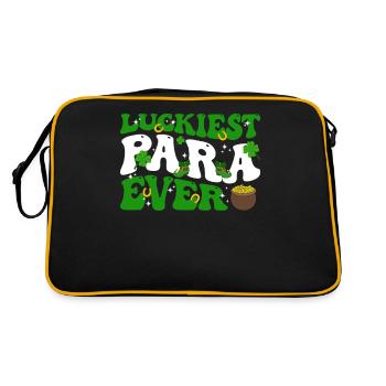 Happy St. Patrick's Day Kleeblätter - Retro Tasche - Schwarz/Gold - Hinten