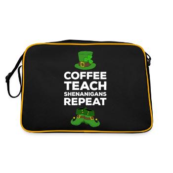 Happy St. Patrick's Day Kleeblätter - Retro Tasche - Schwarz/Gold - Hinten