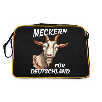 ZIEGE MECKERN FÜR DEUTSCHLAND - Retro Tasche - Schwarz/Gold - Hinten