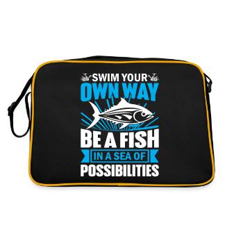 Nagez à votre façon - soyez un poisson dans une mer de possibilités - Sac Retro - noir/or - Dos