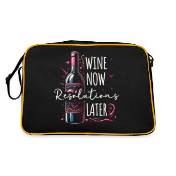 Vin maintenant, résolutions plus tard, humour du vin, nouvelle année - Sac Retro - noir/or - Dos