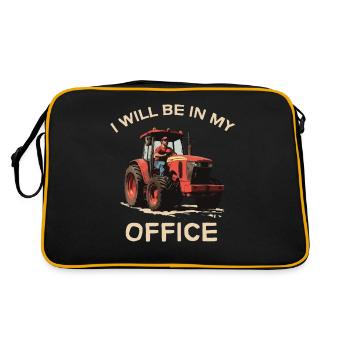 Ich Werde In Meinem Büro Sein Traktorfahrer - Retro Tasche - Schwarz/Gold - Hinten