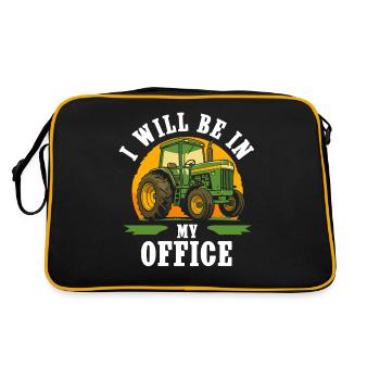 Ich Werde In Meinem Büro Sein Traktorfahrer - Retro Tasche - Schwarz/Gold - Hinten