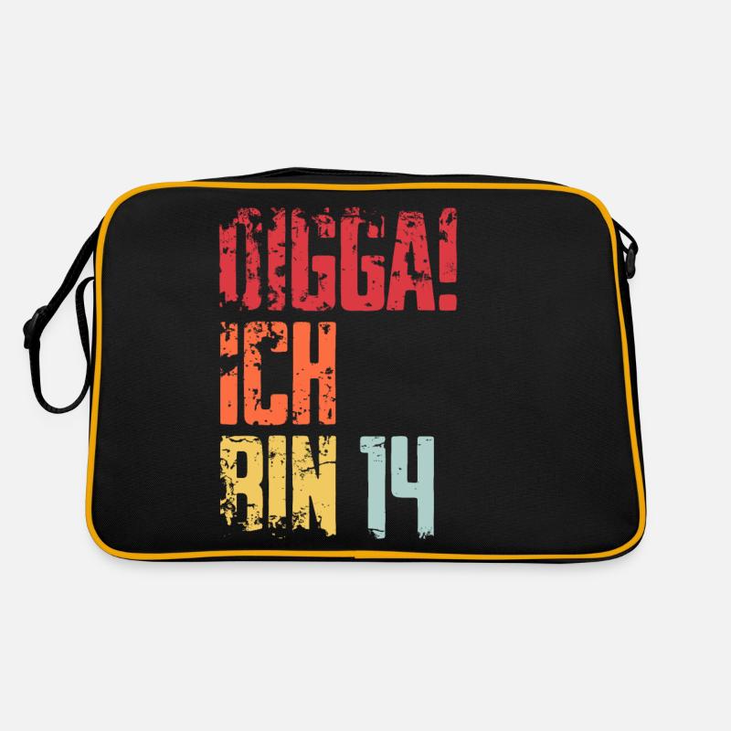 14. Geburtstag 14 Jahre Geschenk Spruch - Retro Tasche - Schwarz/Gold