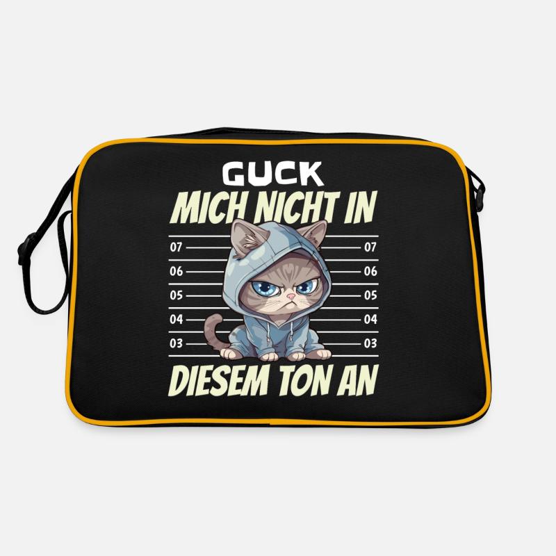 Katze Geschenk Ironie Sarkasmus Humor Geburtstag - Retro Tasche - Schwarz/Gold