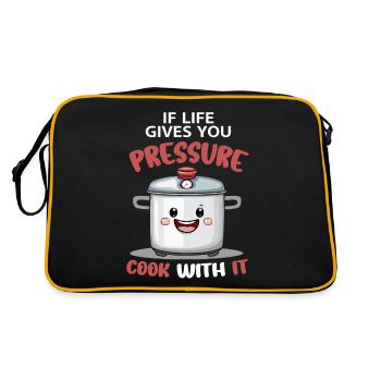 Quand la vie vous met la pression, cuisinez avec - Sac Retro - noir/or - Dos