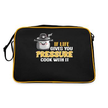 Quand la vie vous met la pression, cuisinez avec - Sac Retro - noir/or - Dos