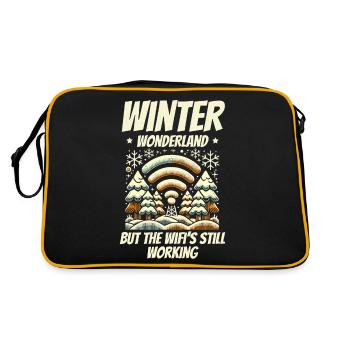 Winter wonderland, but wifi works, winter - Retro Bag - black/gold - Back