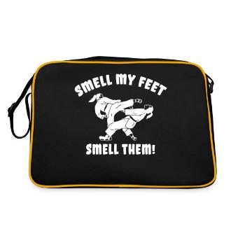 Karate Humor: Smell My Feet Smell Them! - Retro Tasche - Schwarz/Gold - Hinten