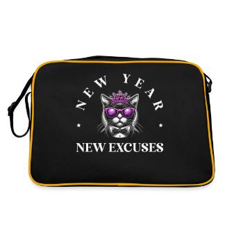 New Year's Day, New Excuses, Intentional Humor, Goal Setting - Retro Bag - black/gold - Back