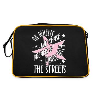 Roller Skating Skate On Wheels We Chase Gifts - Retro Tasche - Schwarz/Gold - Hinten