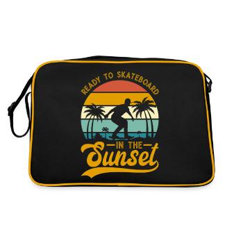 Prêt à faire du skateboard au coucher du soleil - Sac Retro - noir/or - Dos