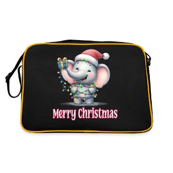 Kleiner Elefant Weihnachtsmütze Merry Christmas - Retro Tasche - Schwarz/Gold - Hinten