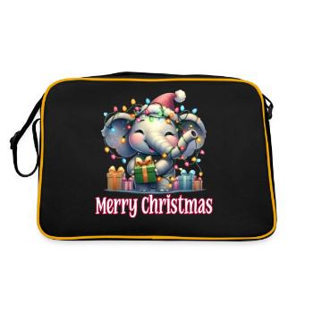 Kleiner Elefant Weihnachtsmütze Merry Christmas - Retro Tasche - Schwarz/Gold - Hinten
