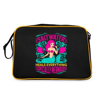 Saltwater heals everything - especially mermaids! - Retro Bag - black/gold - Back