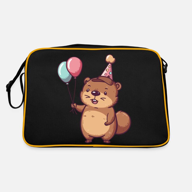 Biber Geburtstag Comic Niedlich Retro Tasche